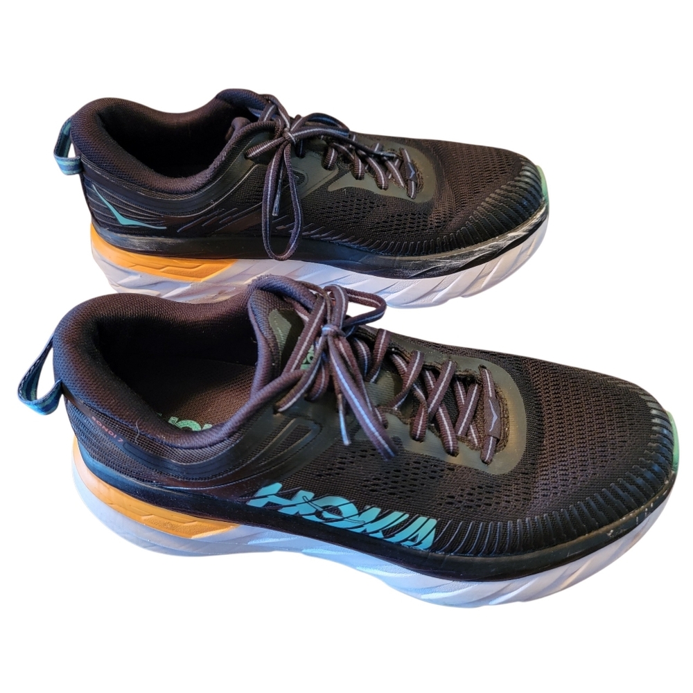 Hoka Bondi 7 Running Shoes Men Size‎ 9 Black Athletic Sneakers
